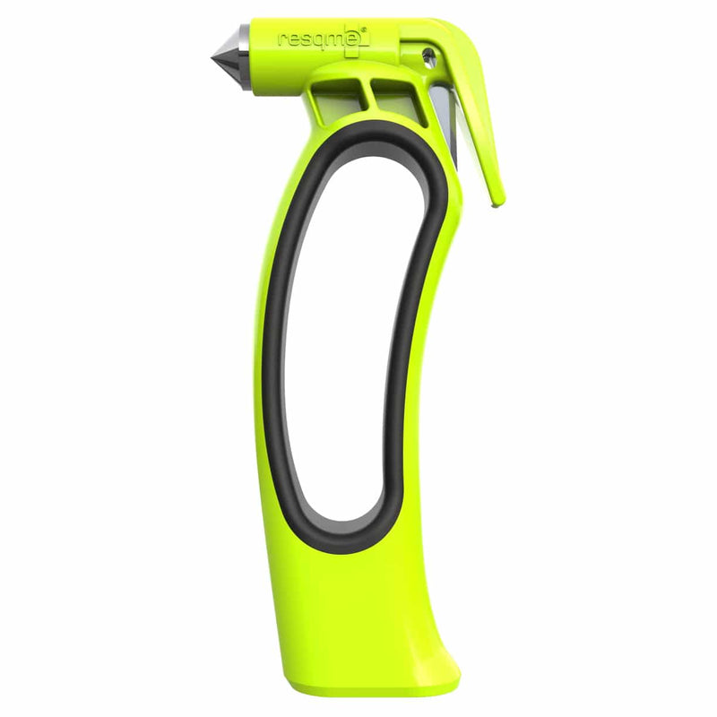 resqhammer® — 2-in-1 Escape Tool — Steel Spike Window Breaker + Seat Belt Cutter(Multilingual, Ed. 7 / 2024)
