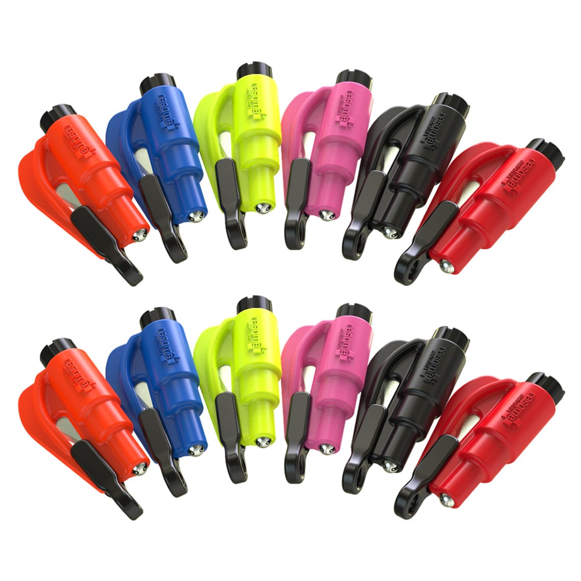 resqme® Car Escape Tool, Seatbelt Cutter / Window Breaker - Family Pack 12 multicolor units