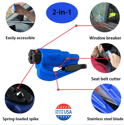 1PC Seatbelt Cutter Window Breaker Keychain 3-In-1 Car Glass
