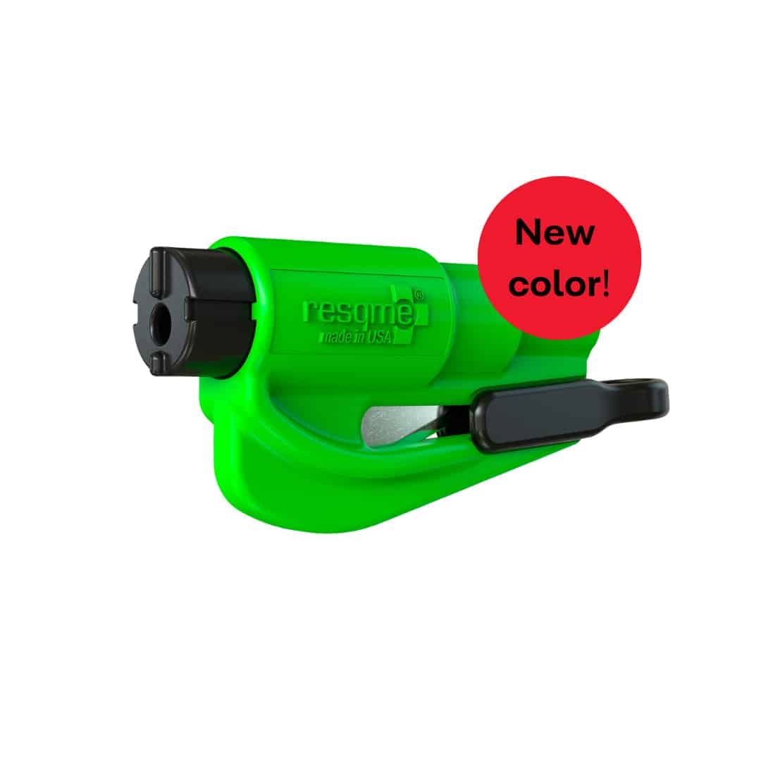 resqme® Car Escape Tool, Seatbelt Cutter / Window Breaker (Lime Green)